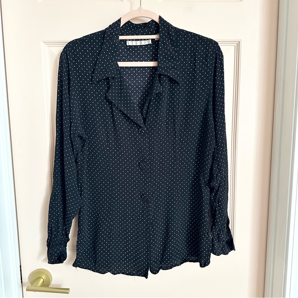 Polka dot New York studio button up